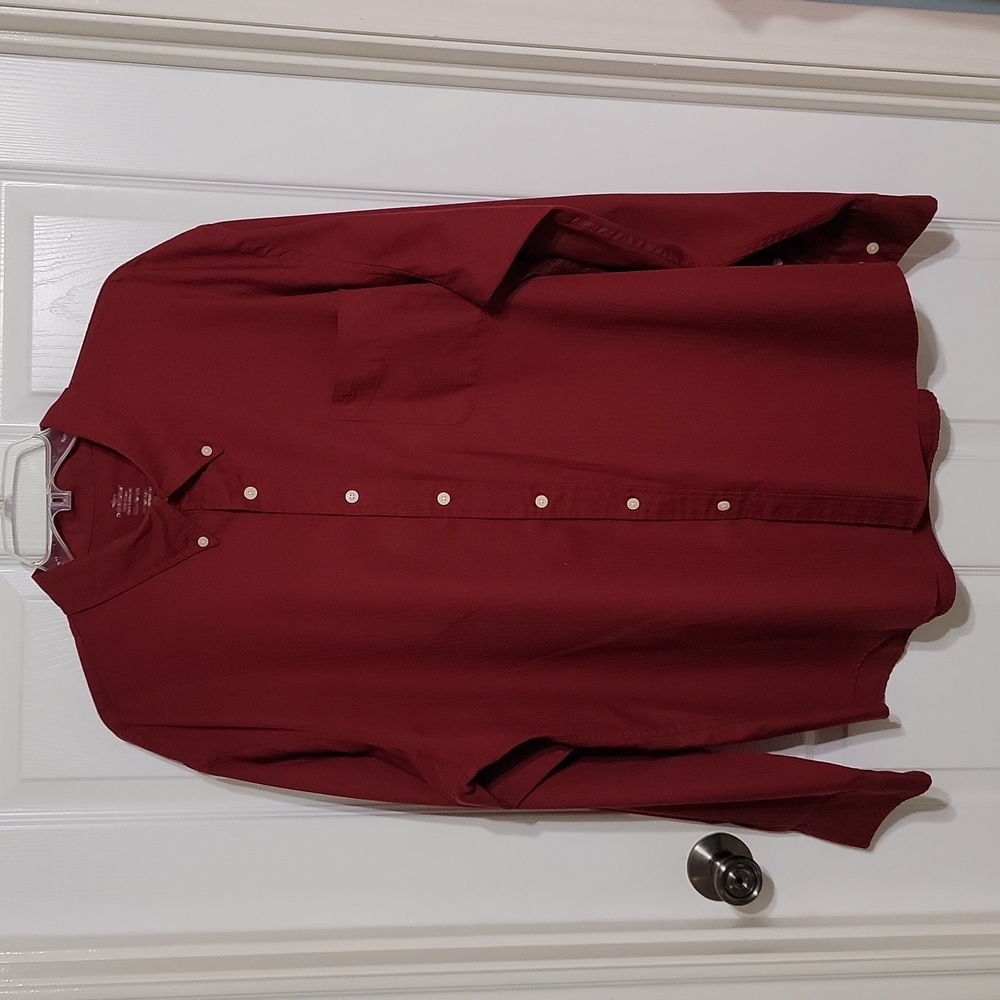 Dockers Burgundy Button Down Long Sleeve Shirt Men's Size XXL